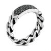 Thumbnail Image 2 of EFFY™ Collection Men's Black Spinel Geometric Chain Link Ring in Sterling Silver