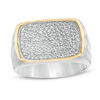 Thumbnail Image 1 of EFFY™ Collection 0.26 CT. T.W. Diamond Beaded Frame Signet Ring in Sterling Silver and 14K Gold