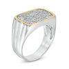 Thumbnail Image 3 of EFFY™ Collection 0.26 CT. T.W. Diamond Beaded Frame Signet Ring in Sterling Silver and 14K Gold