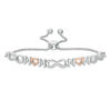 Thumbnail Image 1 of 0.04 CT. T.W. Diamond Alternating "MOM" and Infinity Bolo Bracelet in Sterling Silver and 10K Rose Gold - 9.5"