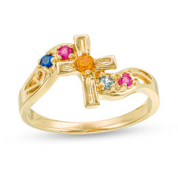 Mother's Birthstone Family Cross Ring (3-7 Stones)