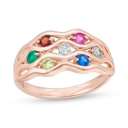 Mother's Birthstone Woven Family Ring (2-7 Stones)