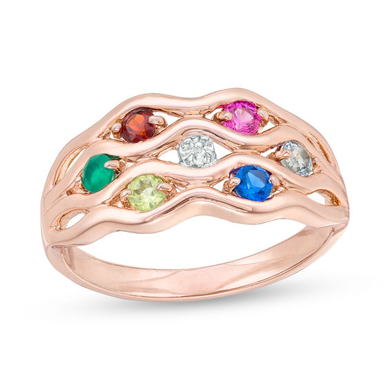Mother's Birthstone Woven Family Ring (2-7 Stones) | Peoples Jewellers