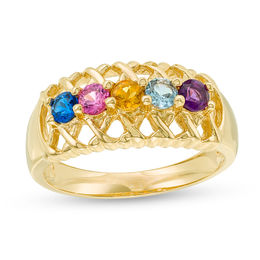 Mother's Birthstone Braid Family Ring (3-6 Stones)