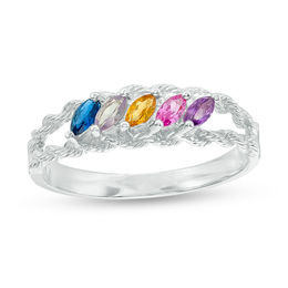 Mother's Marquise Birthstone Family Split Shank Ring (2-6 Stones)