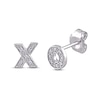 Thumbnail Image 1 of 0.05 CT. T.W. Diamond XO Mismatch Stud Earrings in Sterling Silver