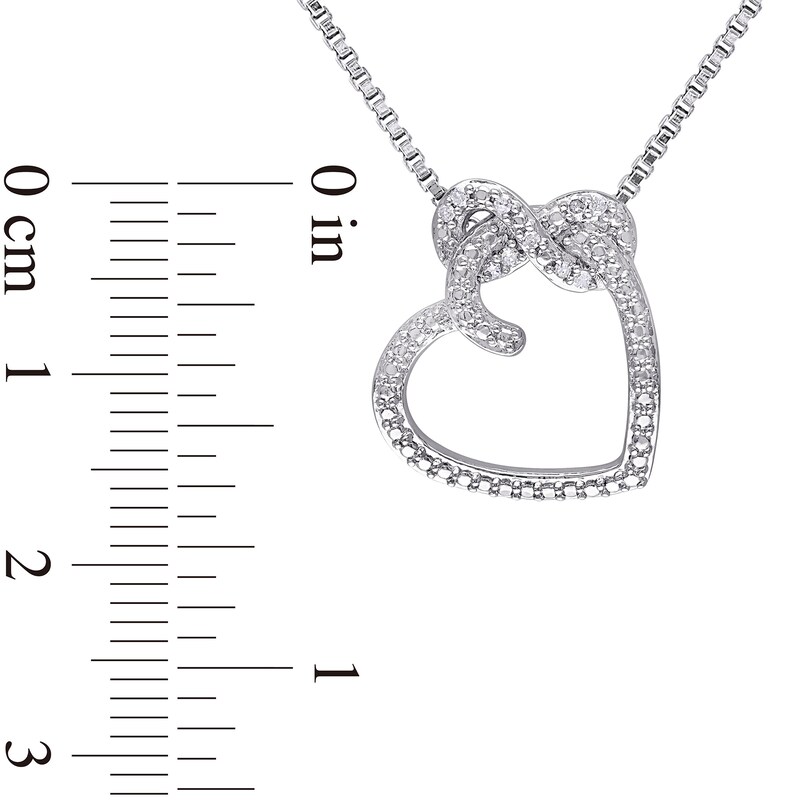 0.05 CT. T.W. Diamond Tilted Heart with Sideways Infinity Pendant in Sterling Silver