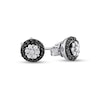 Thumbnail Image 0 of 0.25 CT. T.W. Enhanced Black and White Composite Diamond Frame Stud Earrings in Sterling Silver