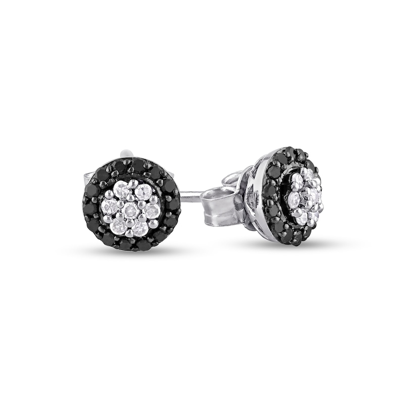 0.25 CT. T.W. Enhanced Black and White Composite Diamond Frame Stud Earrings in Sterling Silver|Peoples Jewellers