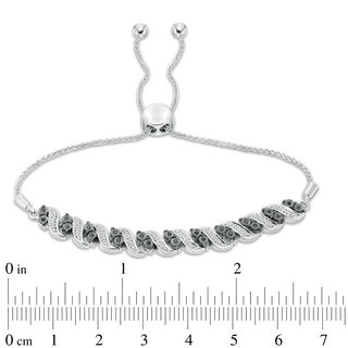 0.23 CT. T.W. Enhanced Black and White Diamond Twist Bolo Bracelet in Sterling Silver - 9.5"