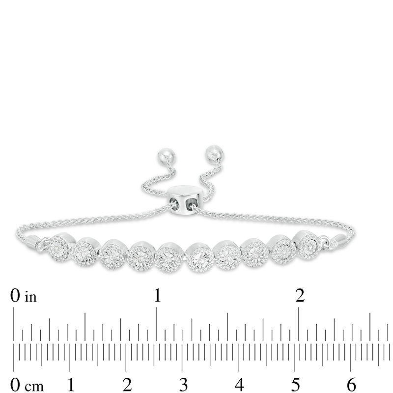 0.45 CT. T.W. Diamond Frame Bolo Bracelet in Sterling Silver - 9.5"