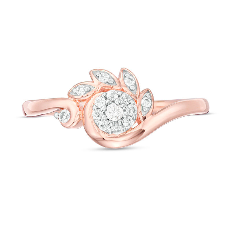 0.115 CT. T.W. Composite Diamond Leaves Bypass Ring in 10K Rose Gold