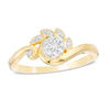 Thumbnail Image 0 of 0.115 CT. T.W. Composite Diamond Leaves Bypass Ring in 10K Gold