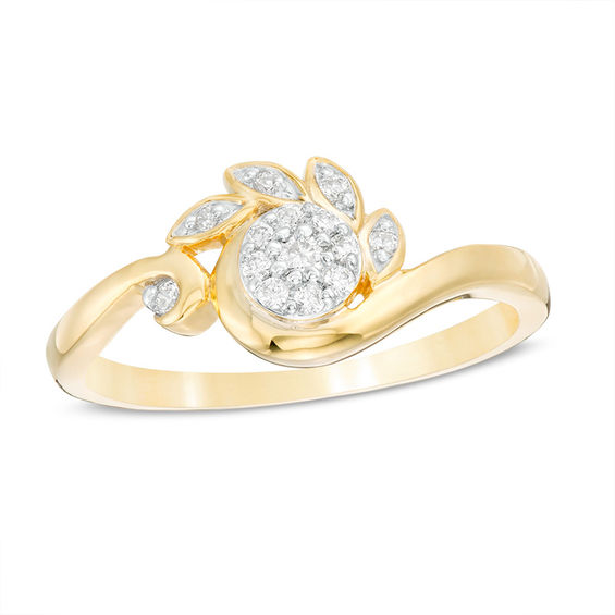 0.115 CT. T.W. Composite Diamond Leaves Bypass Ring in 10K Gold
