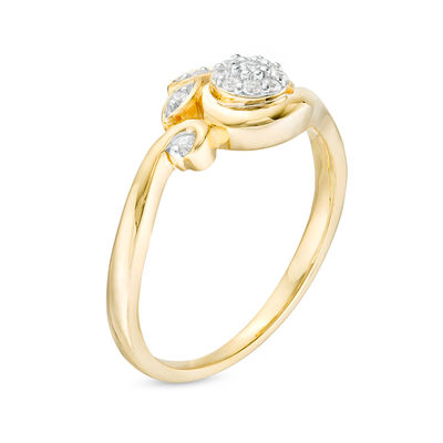 0.115 CT. T.W. Composite Diamond Leaves Bypass Ring in 10K Gold