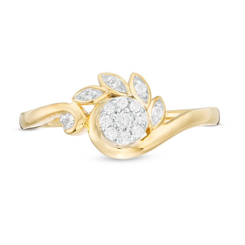 0.115 CT. T.W. Composite Diamond Leaves Bypass Ring in 10K Gold
