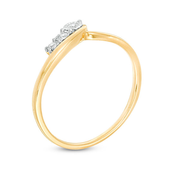0.04 CT. T.W. Diamond Three Stone Sweep Bypass Ring in 10K Gold