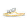 Thumbnail Image 3 of 0.04 CT. T.W. Diamond Three Stone Sweep Bypass Ring in 10K Gold