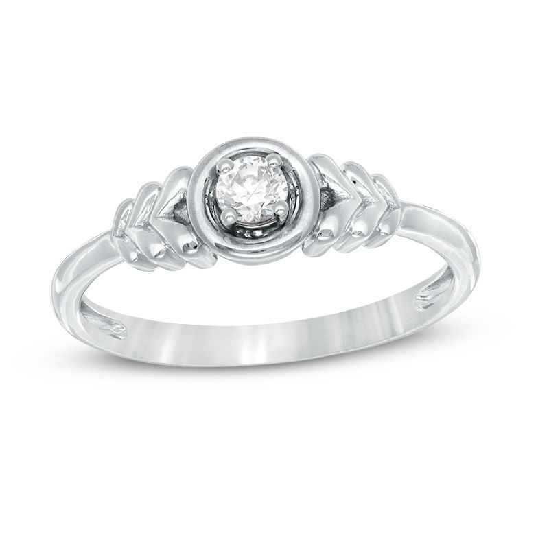 0.115 CT. Diamond Solitaire Tiered Petals Ring in 10K White Gold