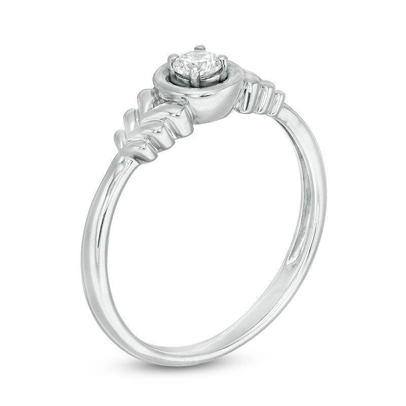 0.115 CT. Diamond Solitaire Tiered Petals Ring in 10K White Gold