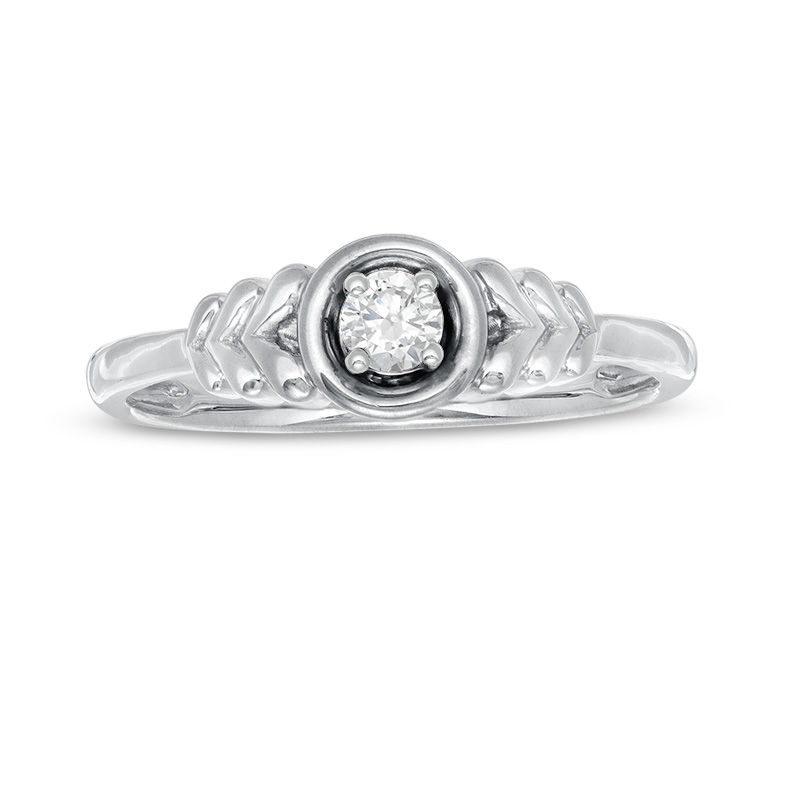 0.115 CT. Diamond Solitaire Tiered Petals Ring in 10K White Gold