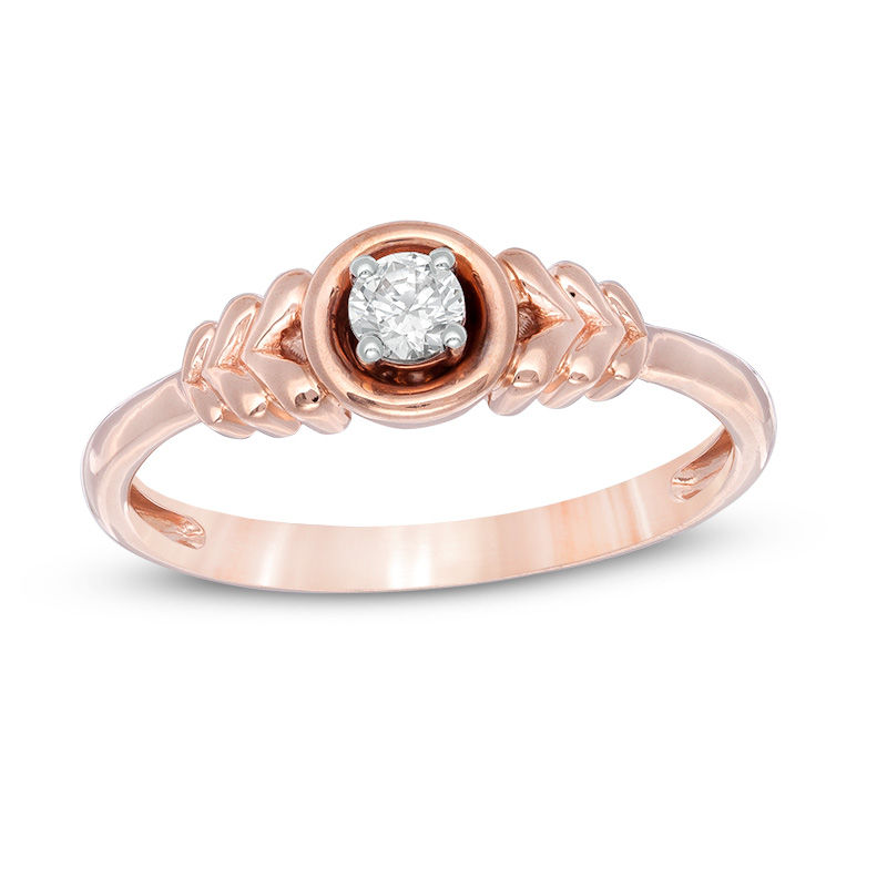 0.115 CT. Diamond Solitaire Tiered Petals Ring in 10K Rose Gold