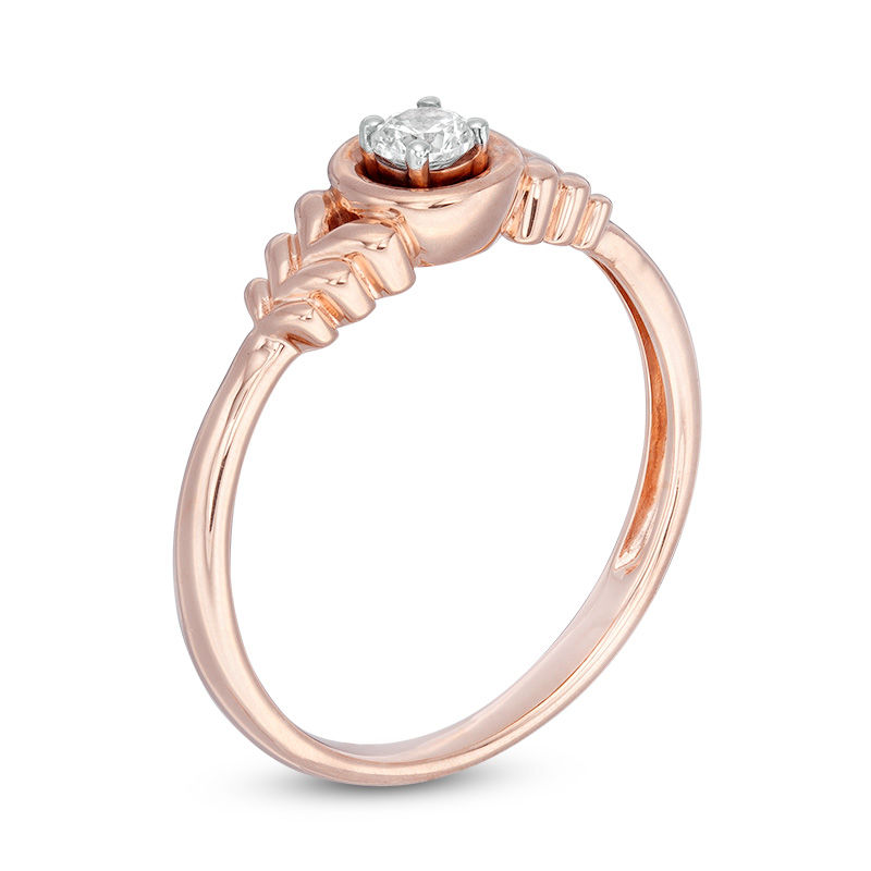 0.115 CT. Diamond Solitaire Tiered Petals Ring in 10K Rose Gold