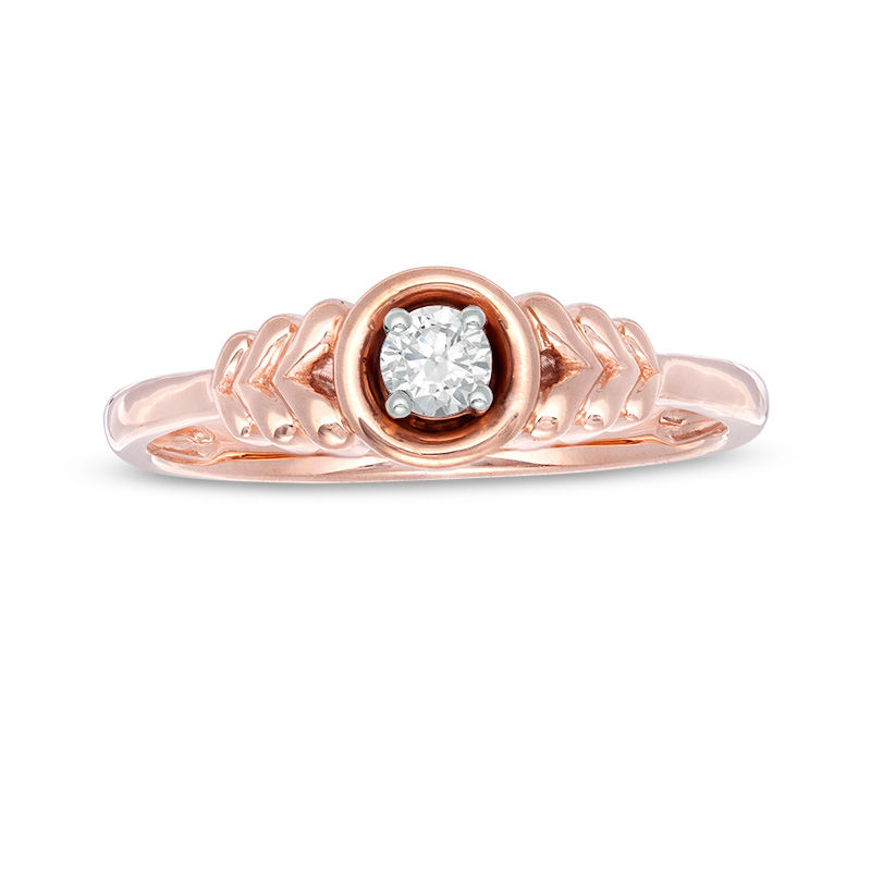 0.115 CT. Diamond Solitaire Tiered Petals Ring in 10K Rose Gold