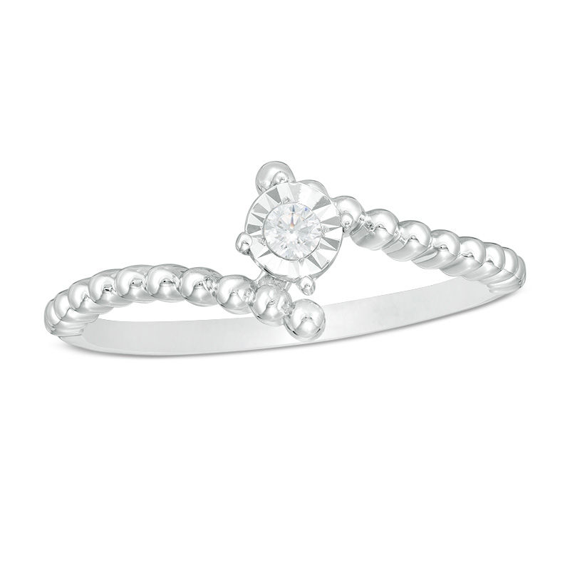 0.04 CT. Diamond Solitaire Beaded Bypass Ring in 10K Gold|Peoples Jewellers