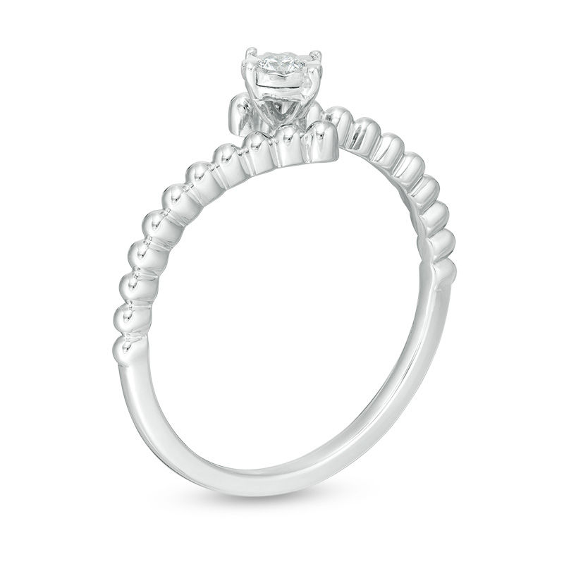 0.04 CT. Diamond Solitaire Beaded Bypass Ring in 10K White Gold