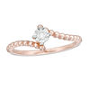 Thumbnail Image 0 of 0.04 CT. Diamond Solitaire Beaded Bypass Ring in 10K Rose Gold