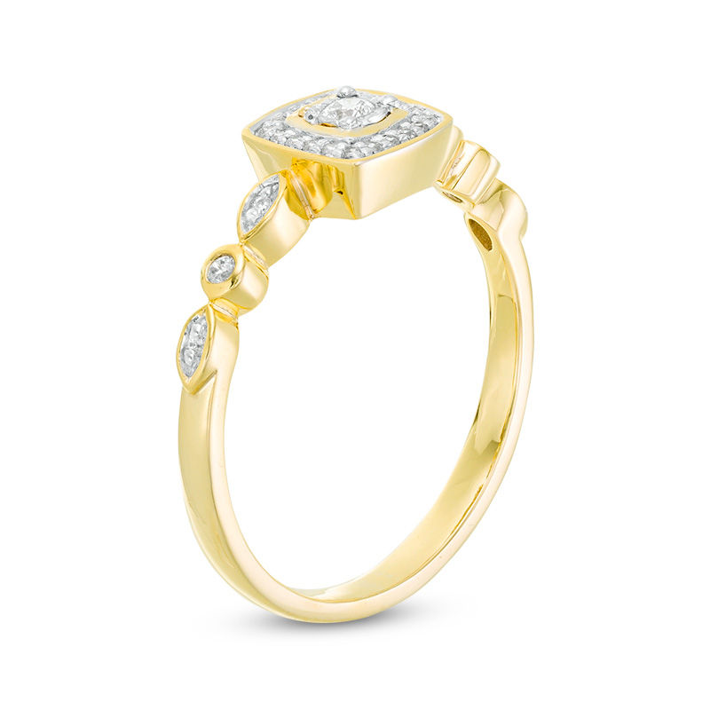 Main Image 3 of 0.115 CT. T.W. Diamond Cushion Frame Ring in 10K Gold