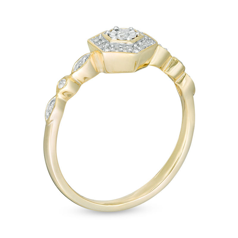 0.085 CT. T.W. Diamond Hexagon Frame Ring in 10K Gold