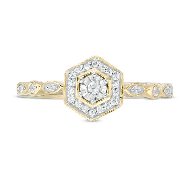 0.085 CT. T.W. Diamond Hexagon Frame Ring in 10K Gold