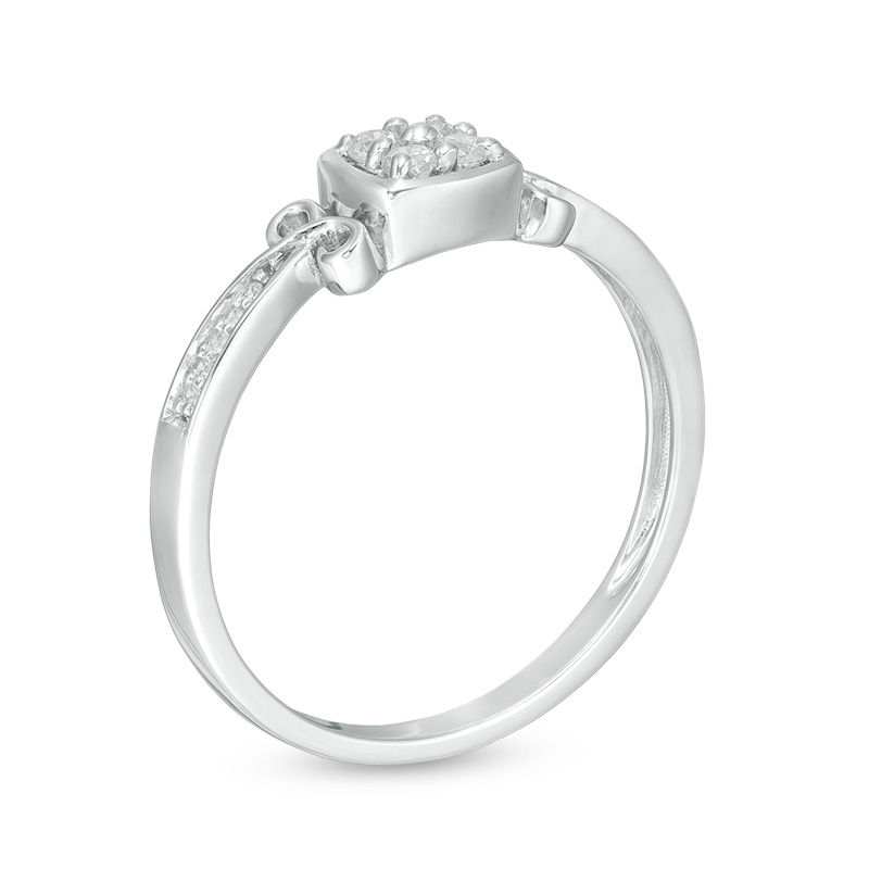 Main Image 3 of 0.115 CT. T.W. Quad Diamond Ring in 10K White Gold