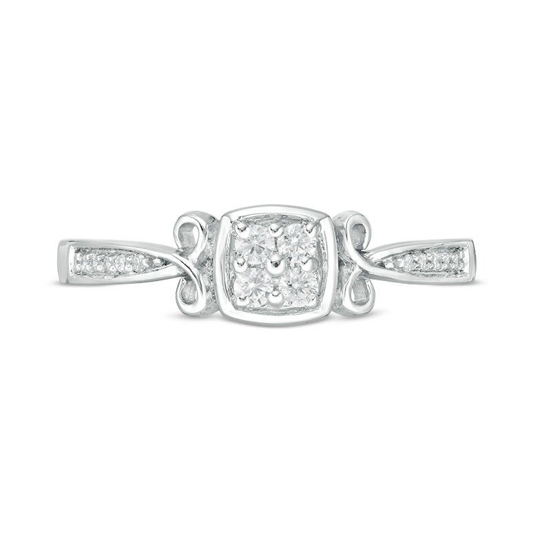Main Image 4 of 0.115 CT. T.W. Quad Diamond Ring in 10K White Gold