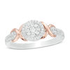 Thumbnail Image 0 of 0.18 CT. T.W. Composite Diamond Frame Ribbon Wrap Ring in Sterling Silver and 10K Rose Gold