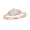 Thumbnail Image 0 of 0.085 CT. T.W. Composite Diamond Petal-Sides Vintage-Style Ring in 10K Rose Gold