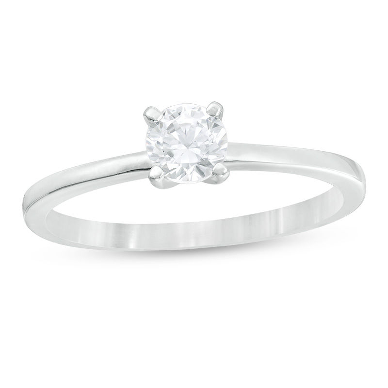 0.37 CT. Diamond Solitaire Engagement Ring in 14K White Gold (I/I2