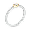 Thumbnail Image 2 of 0.115 CT. T.W. Diamond Sideways Oval Ring in Sterling Silver and 10K Gold