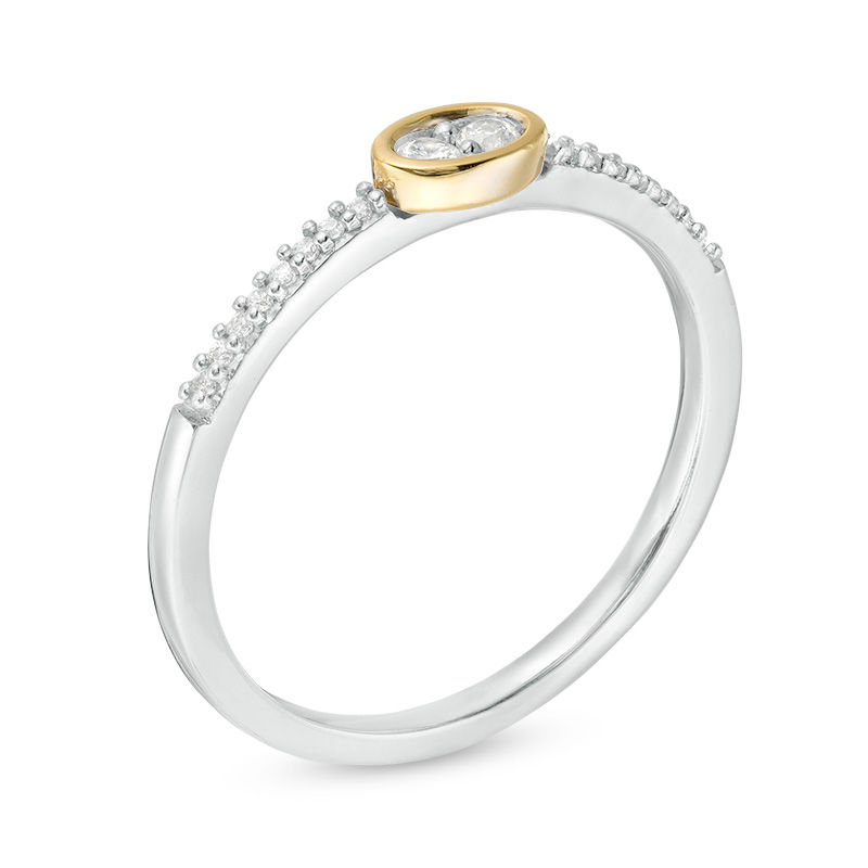 0.115 CT. T.W. Diamond Sideways Oval Ring in Sterling Silver and 10K Gold|Peoples Jewellers