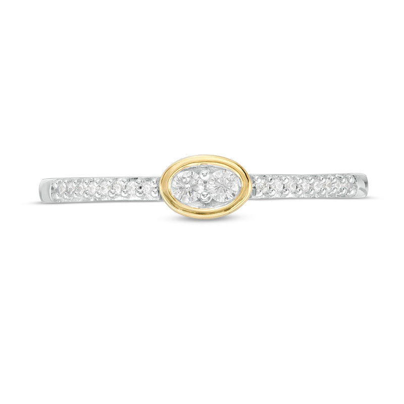 0.115 CT. T.W. Diamond Sideways Oval Ring in Sterling Silver and 10K Gold