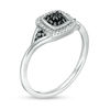Thumbnail Image 2 of 0.145 CT. T.W. Enhanced Black Composite and White Diamond Cushion Frame Ring in 10K White Gold
