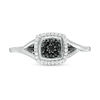 Thumbnail Image 3 of 0.145 CT. T.W. Enhanced Black Composite and White Diamond Cushion Frame Ring in 10K White Gold