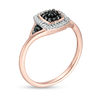 Thumbnail Image 2 of 0.145 CT. T.W. Enhanced Black Composite and White Diamond Cushion Frame Ring in 10K Rose Gold