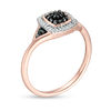Thumbnail Image 3 of 0.145 CT. T.W. Enhanced Black Composite and White Diamond Cushion Frame Ring in 10K Rose Gold
