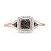 Thumbnail Image 3 of 0.145 CT. T.W. Enhanced Black Composite and White Diamond Cushion Frame Ring in 10K Rose Gold