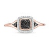 Thumbnail Image 4 of 0.145 CT. T.W. Enhanced Black Composite and White Diamond Cushion Frame Ring in 10K Rose Gold