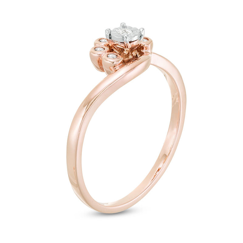 0.085 CT. T.W. Diamond Swirl Bypass Ring in 10K Rose Gold