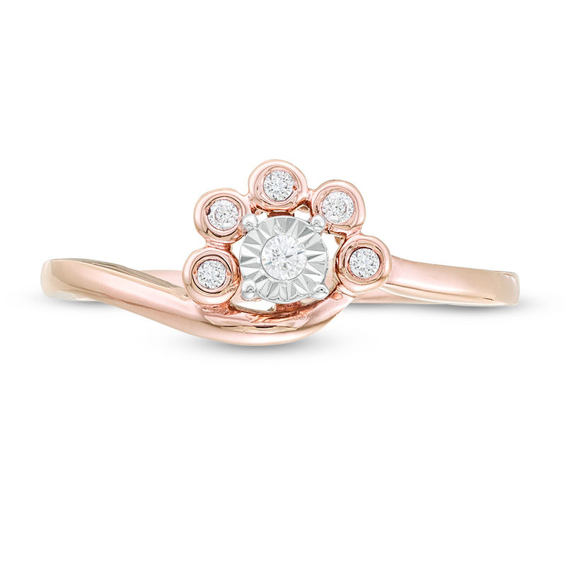 0.085 CT. T.W. Diamond Swirl Bypass Ring in 10K Rose Gold